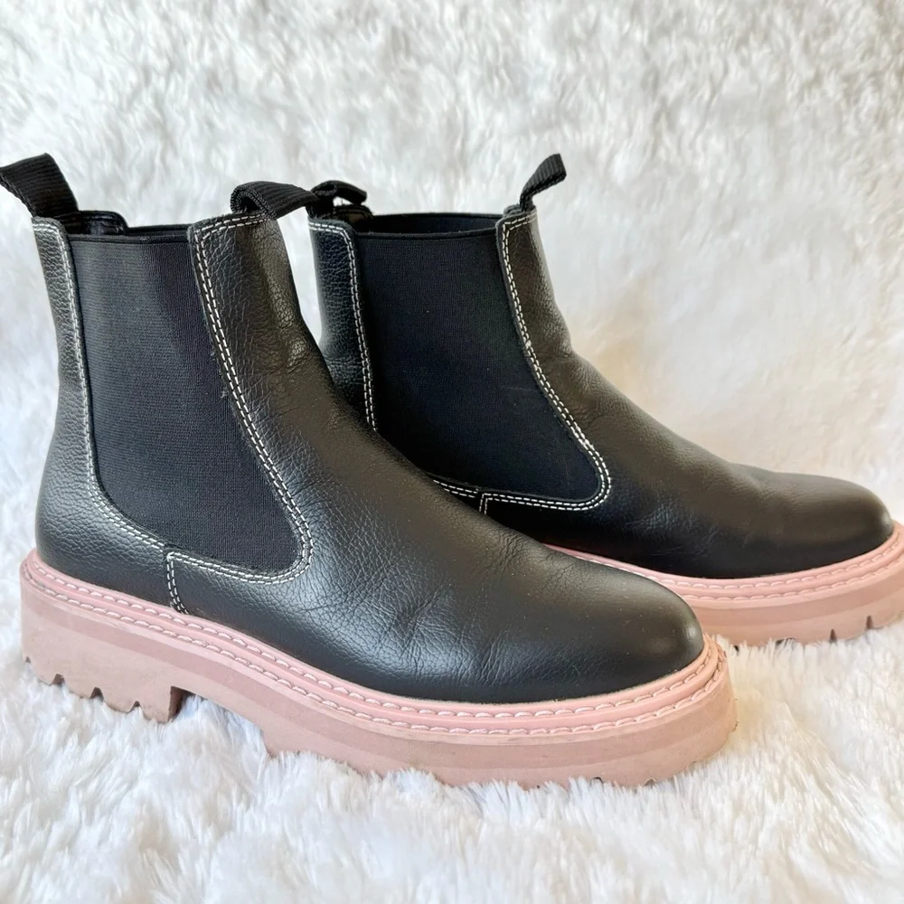 Dolce Vita Moana H20 Black Pink Leather Chelsea Waterproof Boot 7M